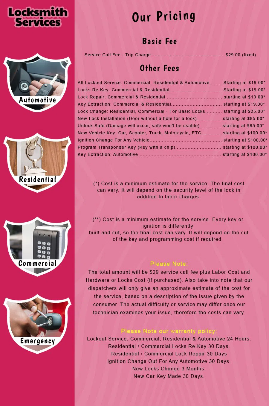 Orlando Express Locksmith Orlando, FL 407-548-2080 - price-list-c-18